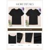 imageEVALESS Womens Short Sleeve Tops Summer Casual V Neck T Shirts Blouses Solid Textured Knit Tee TunicBlack