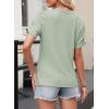 imageEVALESS Womens Short Sleeve Tops Summer Casual V Neck T Shirts Blouses Solid Textured Knit Tee TunicLight Green
