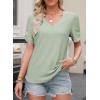 imageEVALESS Womens Short Sleeve Tops Summer Casual V Neck T Shirts Blouses Solid Textured Knit Tee TunicLight Green