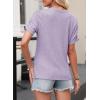 imageEVALESS Womens Short Sleeve Tops Summer Casual V Neck T Shirts Blouses Solid Textured Knit Tee TunicOrchid Purple