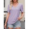 imageEVALESS Womens Short Sleeve Tops Summer Casual V Neck T Shirts Blouses Solid Textured Knit Tee TunicOrchid Purple
