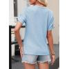 imageEVALESS Womens Short Sleeve Tops Summer Casual V Neck T Shirts Blouses Solid Textured Knit Tee TunicSky Blue