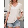 imageEVALESS Womens Short Sleeve Tops Summer Casual V Neck T Shirts Blouses Solid Textured Knit Tee TunicWhite