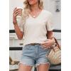 imageEVALESS Womens Short Sleeve Tops Summer Casual V Neck T Shirts Blouses Solid Textured Knit Tee TunicWhite