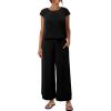 imageEVALESS Womens Summer 2 Piece Outfits Fashion 2025 Cap Sleeve Top and Wide Leg Pants Matching Set Vacation OutfitsBlack