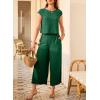 imageEVALESS Womens Summer 2 Piece Outfits Fashion 2025 Cap Sleeve Top and Wide Leg Pants Matching Set Vacation OutfitsGreen