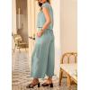 imageEVALESS Womens Summer 2 Piece Outfits Fashion 2025 Cap Sleeve Top and Wide Leg Pants Matching Set Vacation OutfitsGrey