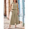 imageEVALESS Womens Summer 2 Piece Outfits Fashion 2025 Cap Sleeve Top and Wide Leg Pants Matching Set Vacation OutfitsKhaki