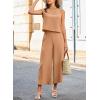 imageEVALESS Womens Summer 2 Piece Outfits Fashion 2025 Cap Sleeve Top and Wide Leg Pants Matching Set Vacation OutfitsLight French Beige