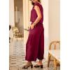 imageEVALESS Womens Summer 2 Piece Outfits Fashion 2025 Cap Sleeve Top and Wide Leg Pants Matching Set Vacation OutfitsRed Dahlia