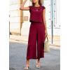 imageEVALESS Womens Summer 2 Piece Outfits Fashion 2025 Cap Sleeve Top and Wide Leg Pants Matching Set Vacation OutfitsRed Dahlia