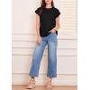 imageEVALESS Womens Summer Tops Crewneck Cap Sleeve Dressy Casual Business Textured Solid Loose Basic T Shirts Tee BlousesBlack