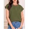 imageEVALESS Womens Summer Tops Crewneck Cap Sleeve Dressy Casual Business Textured Solid Loose Basic T Shirts Tee BlousesJungle Green