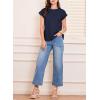 imageEVALESS Womens Summer Tops Crewneck Cap Sleeve Dressy Casual Business Textured Solid Loose Basic T Shirts Tee BlousesNavy Blue
