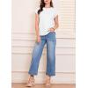 imageEVALESS Womens Summer Tops Crewneck Cap Sleeve Dressy Casual Business Textured Solid Loose Basic T Shirts Tee BlousesWhite