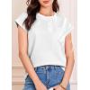 imageEVALESS Womens Summer Tops Crewneck Cap Sleeve Dressy Casual Business Textured Solid Loose Basic T Shirts Tee BlousesWhite