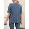 imageEVALESS Womens Summer Tops V Neck Short Sleeve Solid Loose Dressy Casual Basic T Shirts Tee BlousesBeau Blue