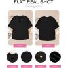 imageEVALESS Womens Summer Tops V Neck Short Sleeve Solid Loose Dressy Casual Basic T Shirts Tee BlousesBlack
