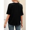 imageEVALESS Womens Summer Tops V Neck Short Sleeve Solid Loose Dressy Casual Basic T Shirts Tee BlousesBlack