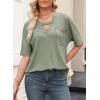 imageEVALESS Womens Summer Tops V Neck Short Sleeve Solid Loose Dressy Casual Basic T Shirts Tee BlousesLight Green