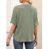 imageEVALESS Womens Summer Tops V Neck Short Sleeve Solid Loose Dressy Casual Basic T Shirts Tee BlousesLight Green