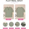 imageEVALESS Womens Summer Tops V Neck Short Sleeve Solid Loose Dressy Casual Basic T Shirts Tee BlousesLight Green