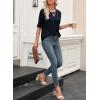 imageEVALESS Womens Summer Tops V Neck Short Sleeve Solid Loose Dressy Casual Basic T Shirts Tee BlousesNavy Blue