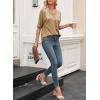 imageEVALESS Womens Summer Tops V Neck Short Sleeve Solid Loose Dressy Casual Basic T Shirts Tee BlousesParchment
