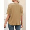 imageEVALESS Womens Summer Tops V Neck Short Sleeve Solid Loose Dressy Casual Basic T Shirts Tee BlousesParchment