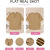 imageEVALESS Womens Summer Tops V Neck Short Sleeve Solid Loose Dressy Casual Basic T Shirts Tee BlousesParchment