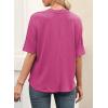 imageEVALESS Womens Summer Tops V Neck Short Sleeve Solid Loose Dressy Casual Basic T Shirts Tee BlousesRose Red