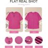 imageEVALESS Womens Summer Tops V Neck Short Sleeve Solid Loose Dressy Casual Basic T Shirts Tee BlousesRose Red