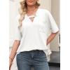 imageEVALESS Womens Summer Tops V Neck Short Sleeve Solid Loose Dressy Casual Basic T Shirts Tee BlousesWhite
