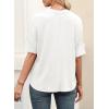 imageEVALESS Womens Summer Tops V Neck Short Sleeve Solid Loose Dressy Casual Basic T Shirts Tee BlousesWhite
