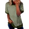 imageEVALESS Womens Oversized Tshirts Trendy Crewneck Short Sleeve Tops Color Block Striped T Shirts Loose Fit TeeGreen Stripe