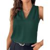 imageEVALESS Womens Pleated Tank Tops V Neck Casual Sleeveless Blouses Summer Basic Vest ShirtSea Green