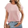 imageEVALESS Womens Summer Tops Crewneck Cap Sleeve Dressy Casual Business Textured Solid Loose Basic T Shirts Tee BlousesLight Pink