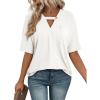imageEVALESS Womens Summer Tops V Neck Short Sleeve Solid Loose Dressy Casual Basic T Shirts Tee BlousesWhite