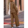 imageEVALESS Two Piece Sets for Women Lounge Sets V Neck Sweatshirt Wide Leg Sweatpants Women OutfitsCoffee