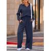 imageEVALESS Two Piece Sets for Women Lounge Sets V Neck Sweatshirt Wide Leg Sweatpants Women OutfitsNavy Blue
