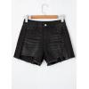 imageEVALESS Womens Denim Shorts High Waisted Stretchy Ripped Distressed Frayed Raw Hem Jeans ShortsBlack