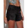 imageEVALESS Womens Denim Shorts High Waisted Stretchy Ripped Distressed Frayed Raw Hem Jeans ShortsBlack