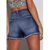 imageEVALESS Womens Denim Shorts High Waisted Stretchy Ripped Distressed Frayed Raw Hem Jeans ShortsDark Blue