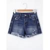 imageEVALESS Womens Denim Shorts High Waisted Stretchy Ripped Distressed Frayed Raw Hem Jeans ShortsDark Blue