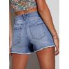 imageEVALESS Womens Denim Shorts High Waisted Stretchy Ripped Distressed Frayed Raw Hem Jeans ShortsIceland Blue