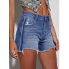 imageEVALESS Womens Denim Shorts High Waisted Stretchy Ripped Distressed Frayed Raw Hem Jeans ShortsLight Blue