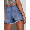imageEVALESS Womens Denim Shorts High Waisted Stretchy Ripped Distressed Frayed Raw Hem Jeans ShortsLight Blue