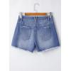 imageEVALESS Womens Denim Shorts High Waisted Stretchy Ripped Distressed Frayed Raw Hem Jeans ShortsLight Blue