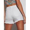 imageEVALESS Womens Denim Shorts High Waisted Stretchy Ripped Distressed Frayed Raw Hem Jeans ShortsWhite