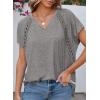 imageEVALESS Womens Fashion Oversized Summer Tops Casual Short Sleeve V Neck Lace Patchwork Shirts 2025 Basic TShirts Tee BlousesB Gray